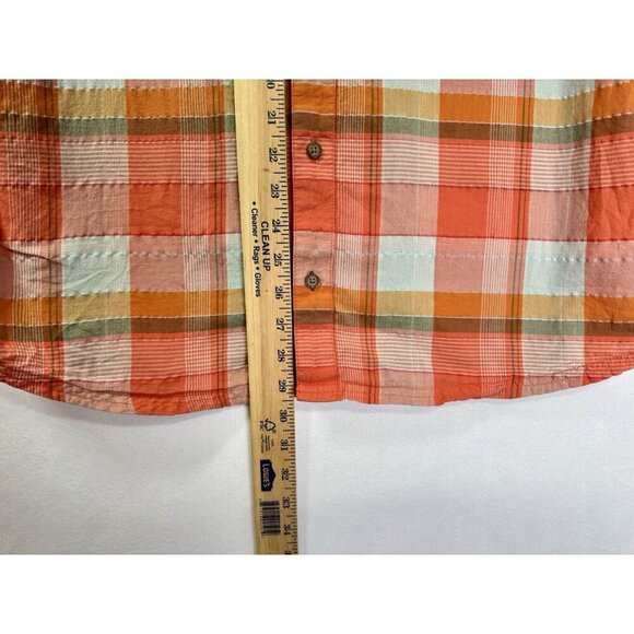 Toad & Co Cuba Libre Shirt Men’s Large Orange Plaid Organic Cotton Button Front - Picture 6 of 8